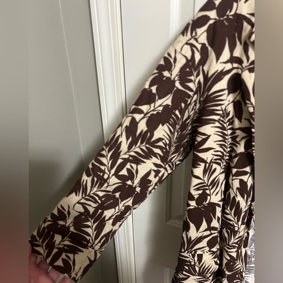 MNG Mango Linen Blend Tropical Print Notch Collar Oversized Blazer XXS NWT - Picture 3 of 6